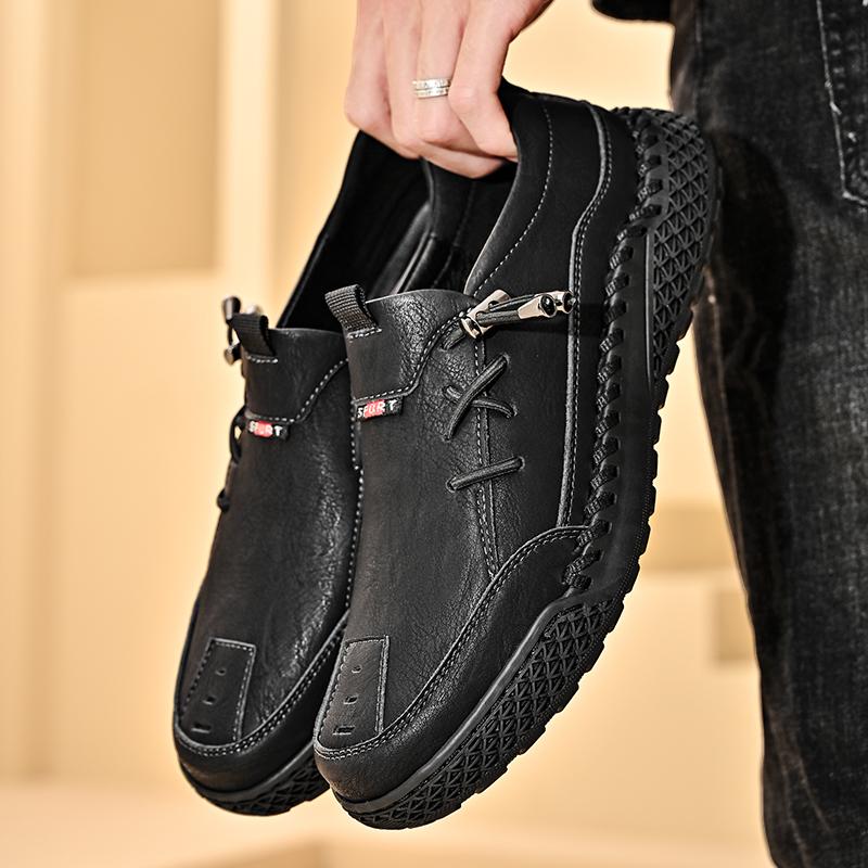 Fashion Men Casual Leather Loafers Handmade Outdoor Casual Trainers Fashion Driving Flats Leisure Walk Skateboard Footwear Comfy Sneaker