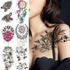 Waterproof DIY Fake Tattoo Black Flowers Temporary Tattoo Body Art Stickers for Body Arm Leg