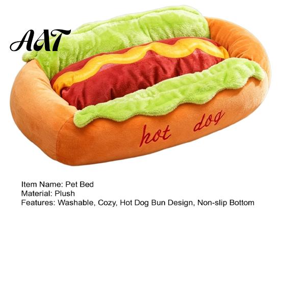 Non Slip Dog Bed for Tile Floors Hot Bed, Cute Cozy Snuggle Removable Washable Pad, Funny Durable Pet Furniture Home Bun Plush Small Dogs Cats