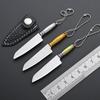 Mini Stainless Steel Sharp Blade Fixed Blade Knife Portable Pocket Keychain Unpacking Knife Camping Survival With Leather Case