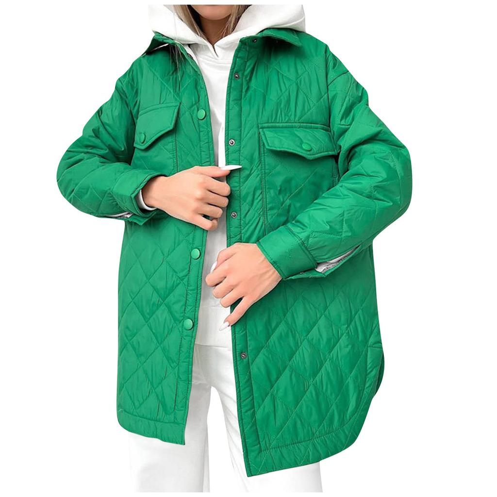 Женское длинное пальто на пуговицах с лацканами, свободного кроя, теплое, с ромбовидным узором, полностью утепленное хлопком