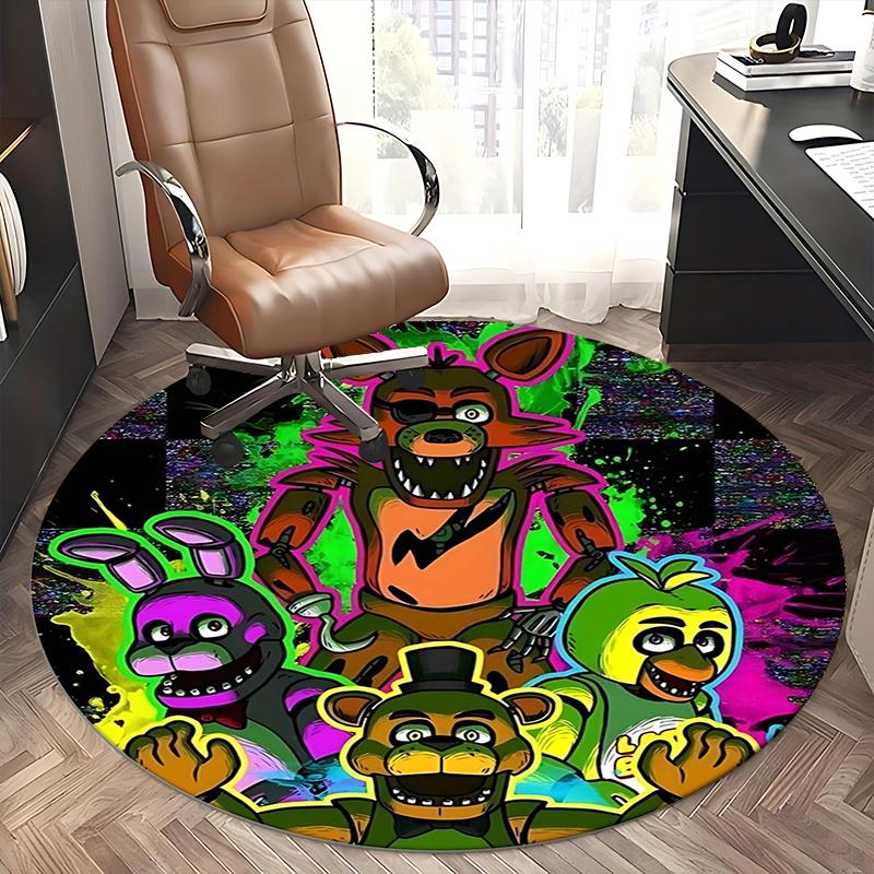 Five Nights at Freddy's, FNAF Коврик под стул Круглый ковер Ковер для офиса, Машинная стирка, Нескользящий, Подходит для гостиных, спален