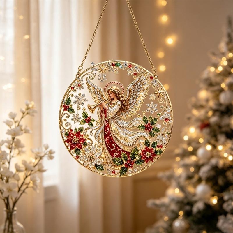 Seasonal Christmas Acrylic Ornament DIY Kits with Drill Art Finish, Top Chain, Selected Style, Tool Set Home Use