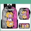 Pattern Cartoon Lankybox Backpack Shoulder Bag Pencil Case Three Piece Set
