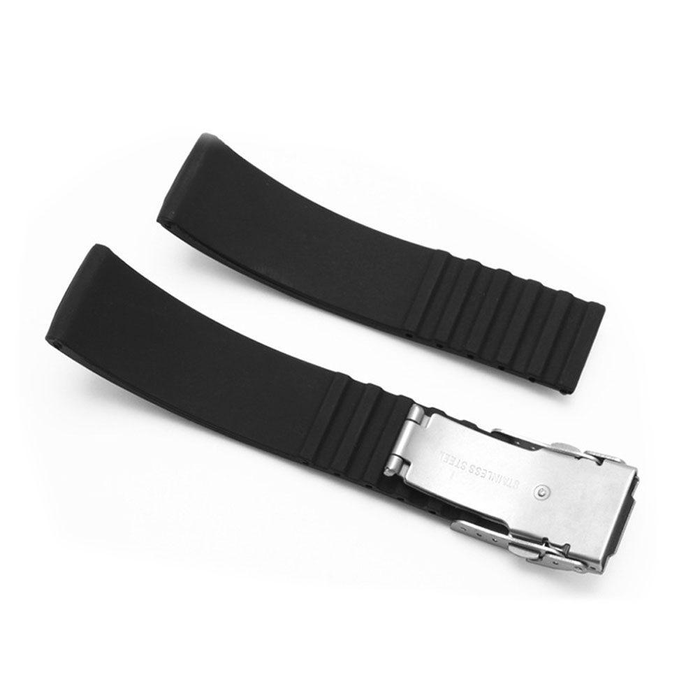 2Pcs Breathable Silicone Watch Belt 22Mm Waterproof Replacement Strap Foldable Design Eco Friendly Material Stainless Steel