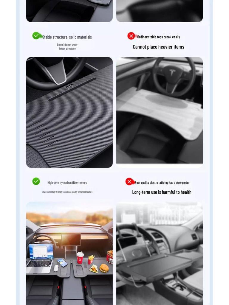 Foldable In-Car Desk for Tesla Model 3/Y: Front Row Dining & Workspace Table