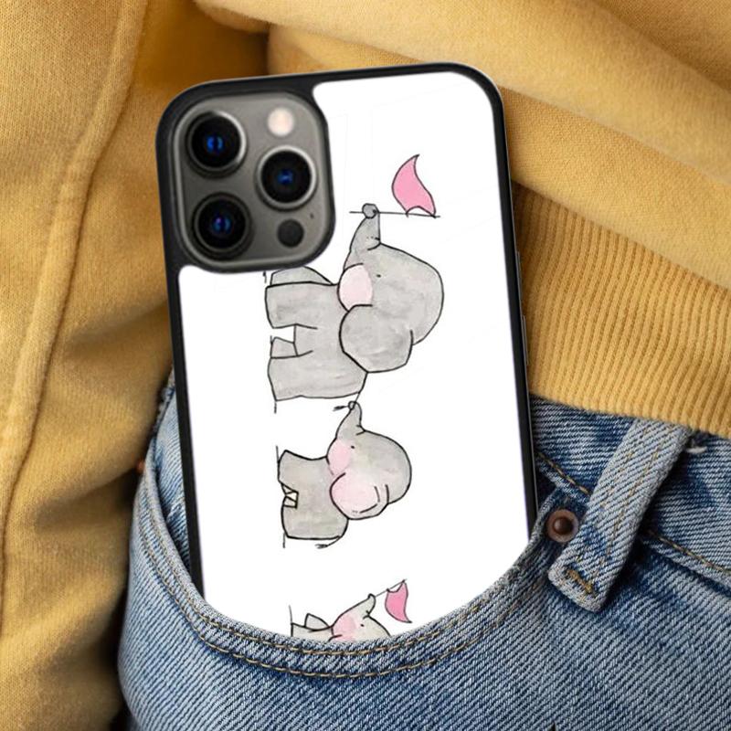 Cute Baby Elephant Soft Phone Case for iPhone 17 Air 16e Pro max 15 Pro 13 14 Plus 11 12 MagSafe Magnetic Coque