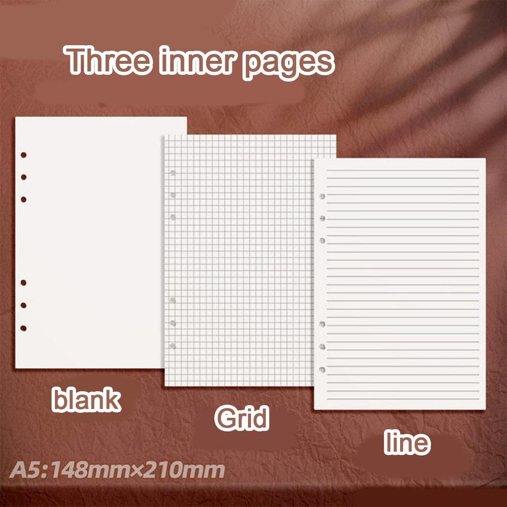 A5 Leather Buckle Student Subject Notebook, Business Loose-leaf Notepad, Diary, Work Meeting Record Book, Lined/blank/grid Inner Pages