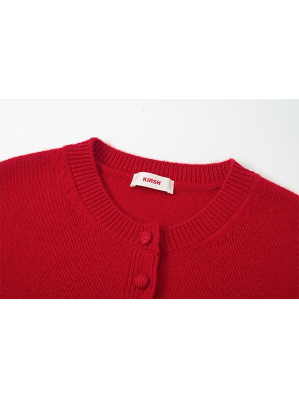KIRSH Small Cherry Short Sleeve Knit Cardigan [Red]