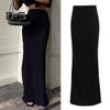 Women Maxi Skirt Elastic High Waist Hip Wrapped Long Skirt Solid Color Slim Fit Bottoming Skirt Clothing Accessories