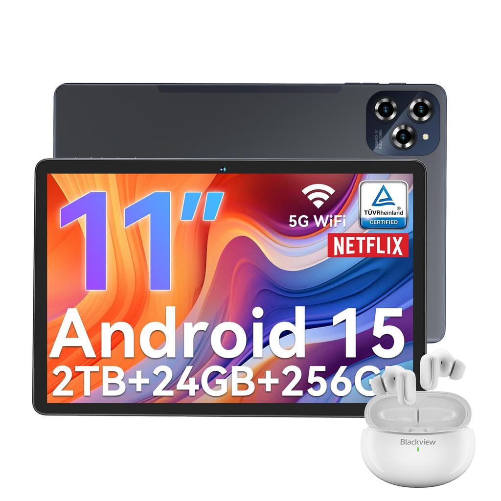 TABWEE 2025 W90 11-дюймовый планшет Android 15, 24 ГБ ОЗУ 256 ГБ памяти(2 ТБ ТФ),Большой дисплей Widevide L1, восьмиядерный T615, 8000 мАч, 5G WiFi, 4G LET, 18 Вт