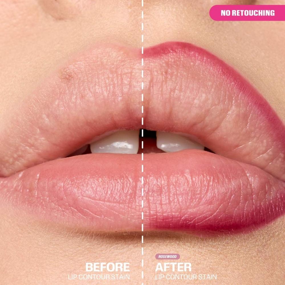 Huda Beauty Lip Contour Lip Stain For 12 Hour Wear 0.03 Oz 1 Ml Rosewood Rosy Pink