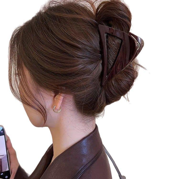 Шоколадно-коричневый высококлассный зажим-краб для волос, зажим-акула для женщин - новый аксессуар для волос 2025