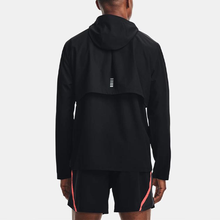 Under Armour Мужская однотонная беговая куртка с капюшоном, черная 1365620-001