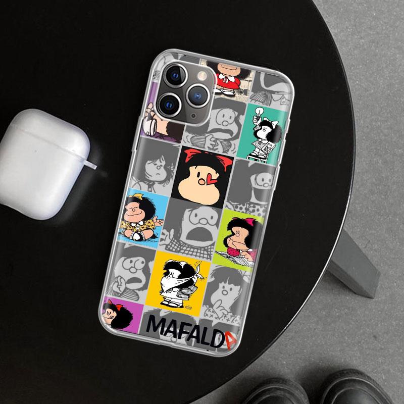 Cartoon Cute Mafalda Phone Case Cover for iPhone 18 11 12 13 Mini 14 15 Plus 16 Pro Max 17 Air 7 8 + SE Art Customized Fundas 11 12