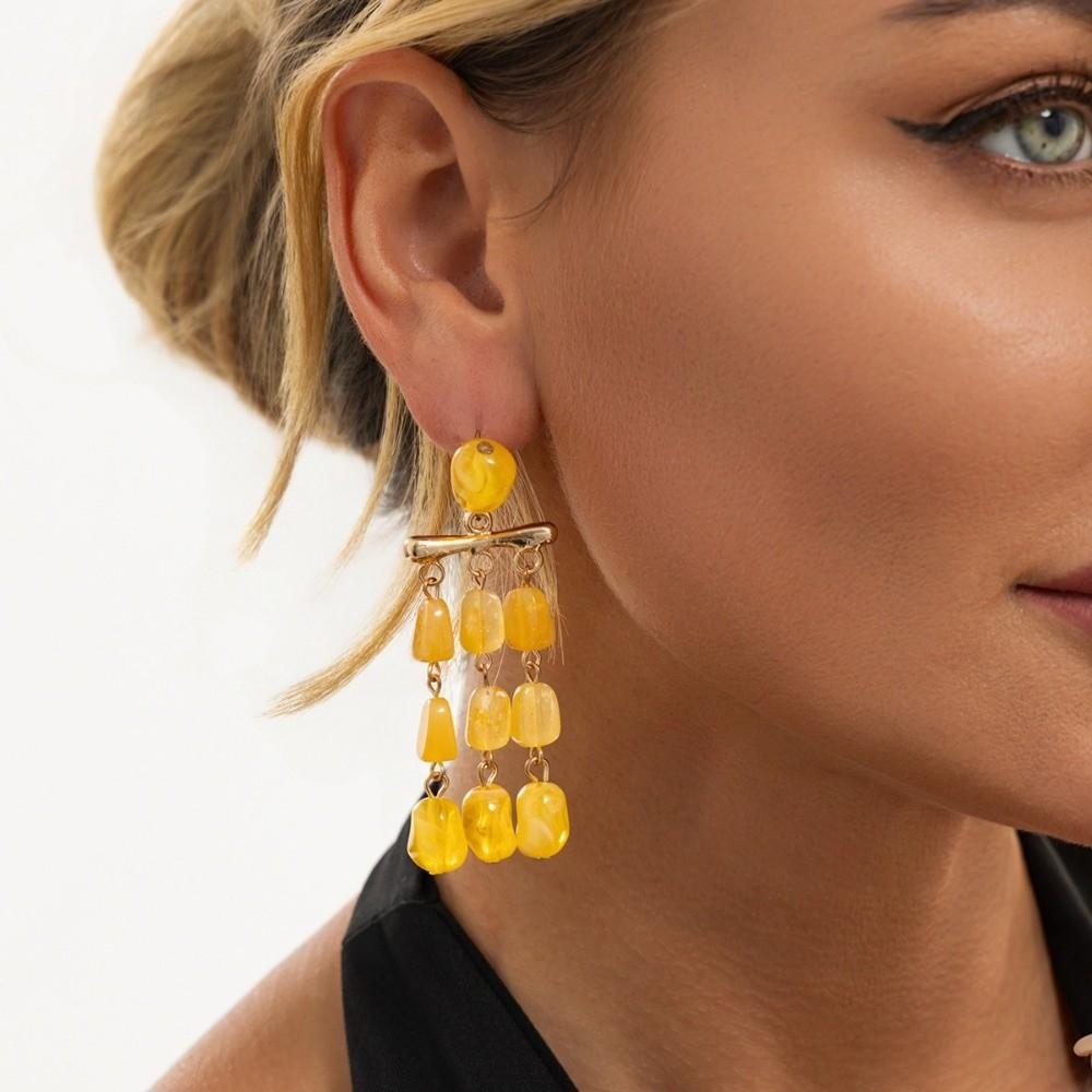Multi-Layer Bead Bead Dangle Earrings Resin Geometric Earrings Vintage Statement Earrings Banquet