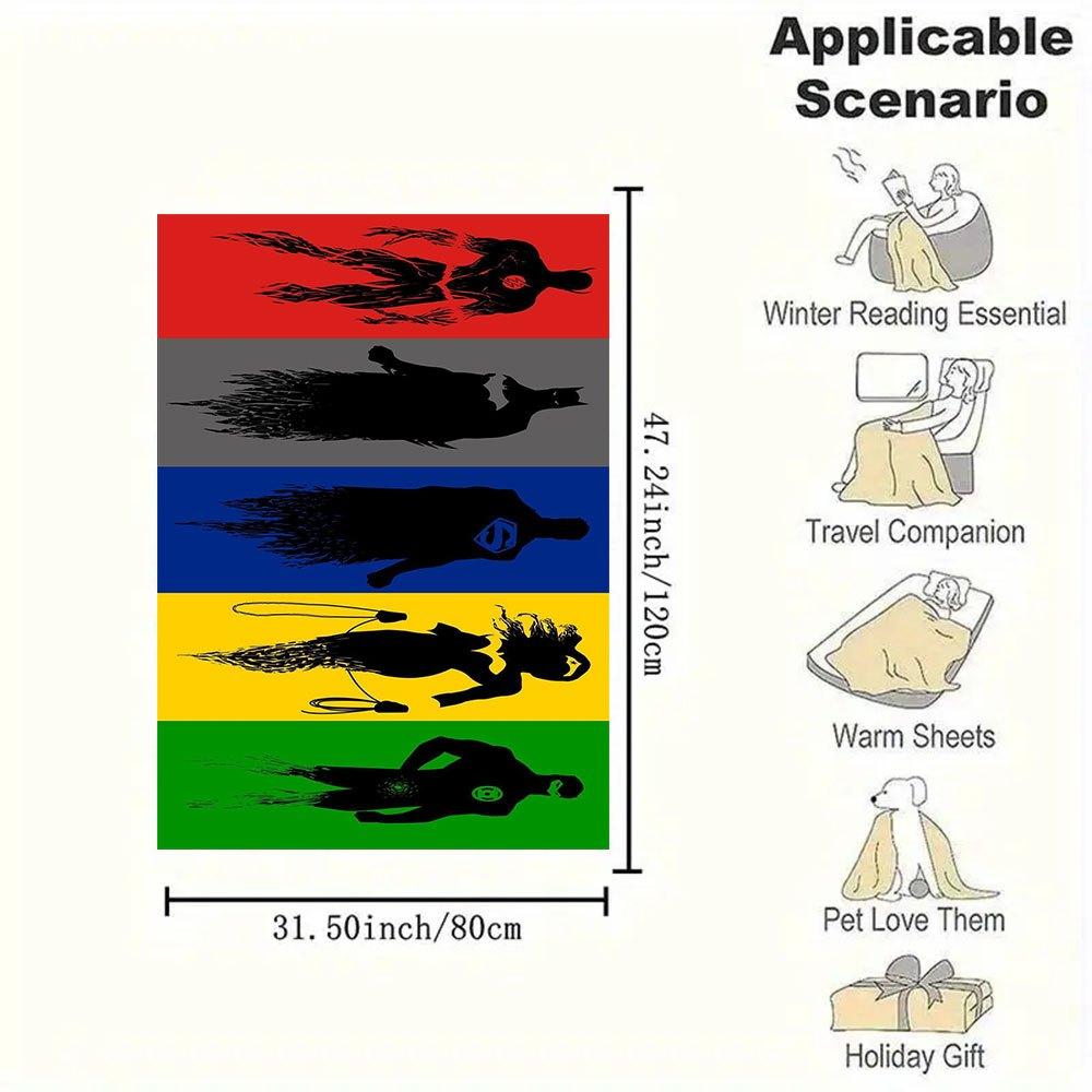 DC Superhero Silhouette Rainbow Flag Print PosterBlanket Flannel Throw Blanket for Sofa, Bed, Travel, Camping, Office, Couch, Chair