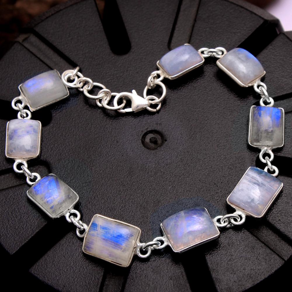 Серебряный браслет Moonstone, женские украшения, браслет ручной работы, серебряные украшения, серебро 925 пробы, подарок маме