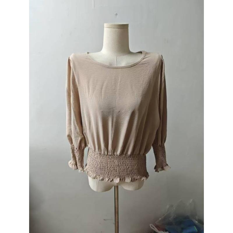 Loose Plus Size Round Neck Solid Color Nine Point Sleeves Women's Blouses & Shirts