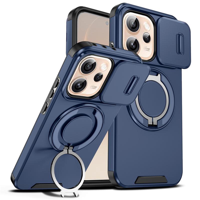 Shockproof Armor Case For OPPO Reno 15F 14F 13F 13 14 15 Pro Max 5G Capa Megnetic Ring Holder Slide Lens Camera Protector Cover