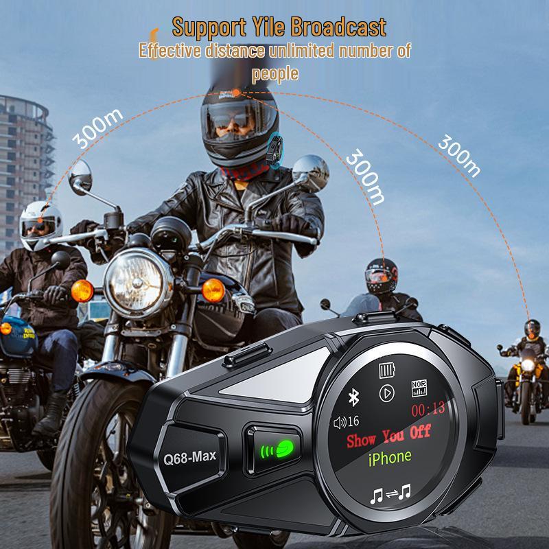 Bluetooth-гарнитура для шлема Q68MAX с FM-интеркомом, функцией совместного прослушивания музыки и полноцветным экраном.