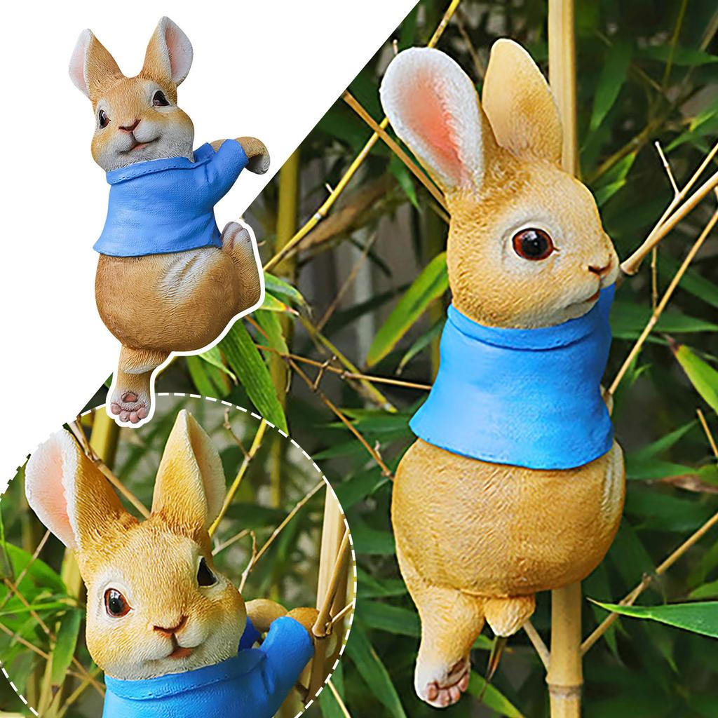 Easter Climbing Rabbit Garden Statue Statue Hanging Bunny Decorations Planter Fence