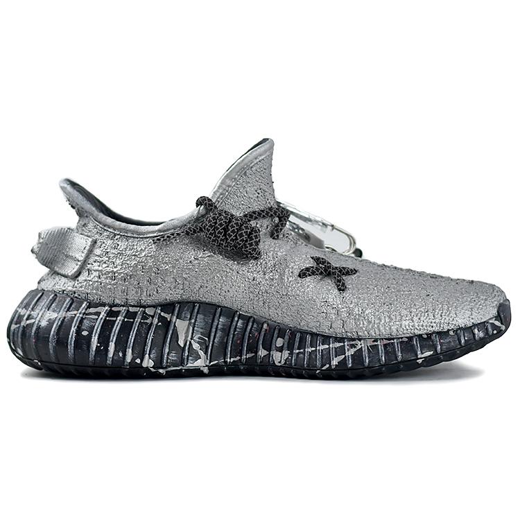 Adidas Originals Yeezy Boost 350 V2 Cushioning Abrasion Resistant Breathable Low top Casual Shoes Unisex Liquid Silver HQ4540(Team96-)