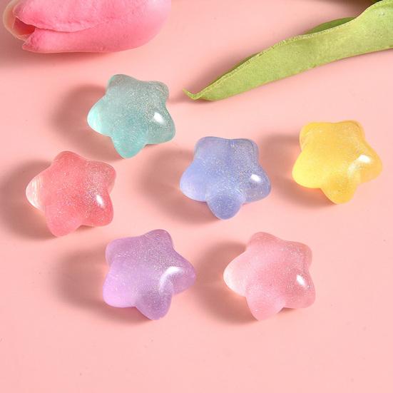 10 шт., бусины со звездами, яркие цвета, милые украшения из смолы, сделай сам, ювелирные изделия, аксессуары для чехлов для мобильных телефонов