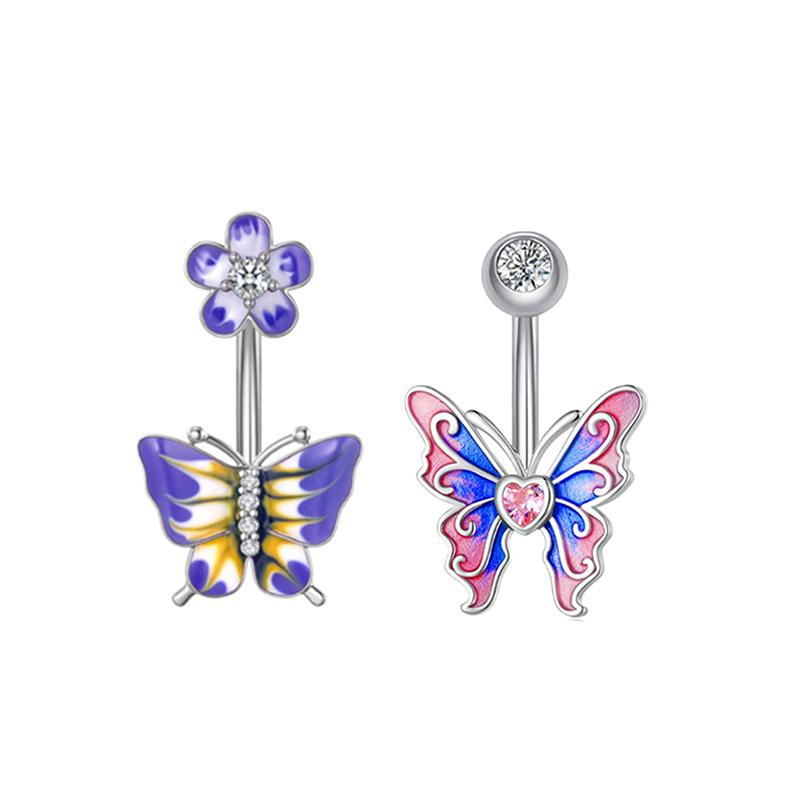 1/7 шт. Подвеска-кольцо для пупка для девочки из нержавеющей стали, пирсинг пупка, луна, сердце, любовь, планета, бабочка, кольцо для живота