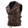 Vintage Brown Motorcycle Vests Men Natural Cowhide Genuine Leather Jacket Sleeveless Men's Riding Vest Motor Biker Jackets