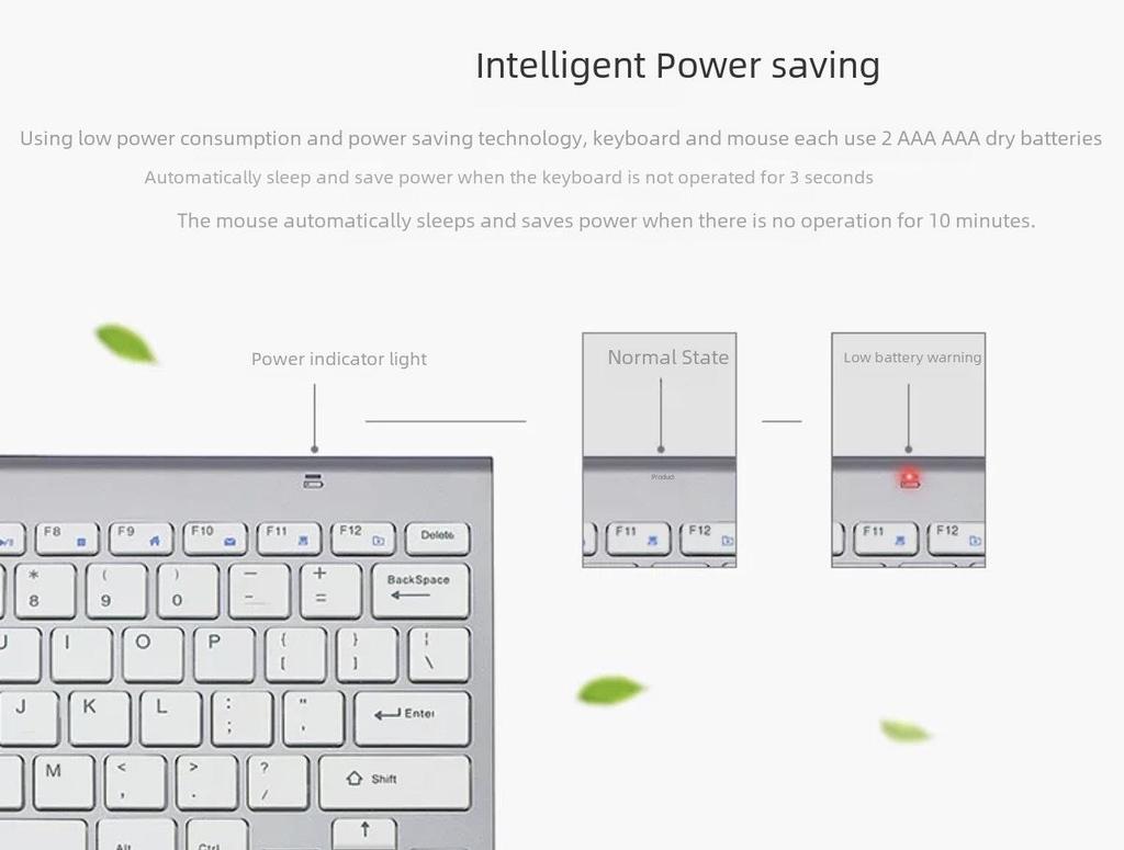 Ультратонкий комплект беспроводной клавиатуры и мыши 2.4G для Smart TV — бесшумный и беззвучный