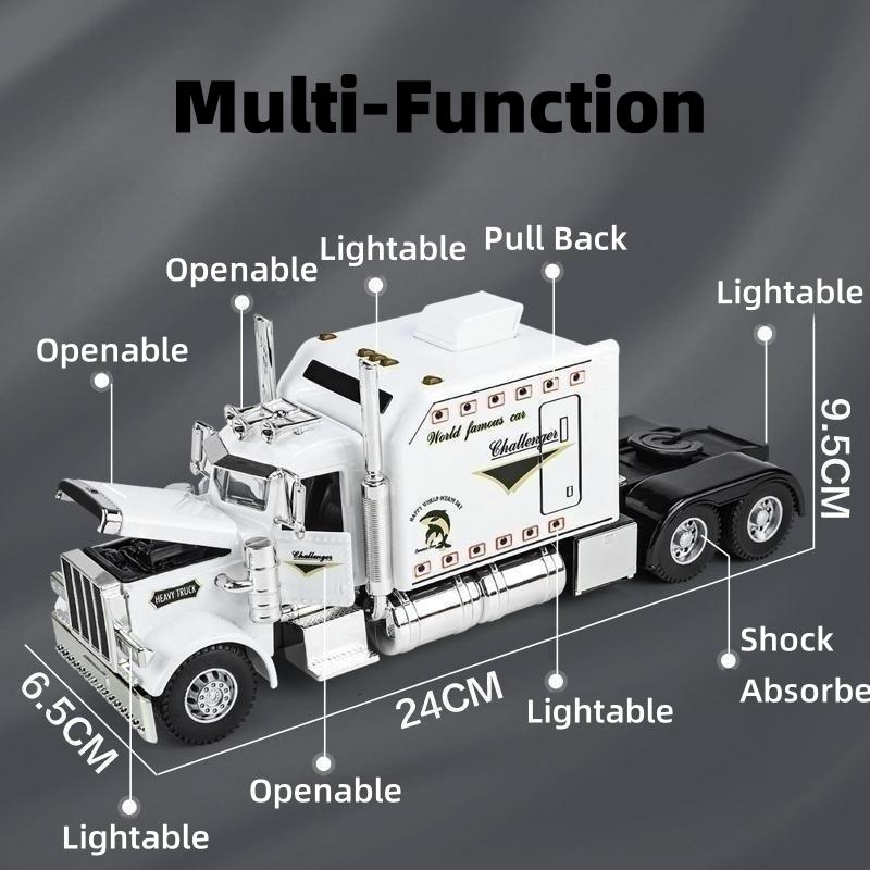 Масштаб 1/24, статическая модель автомобиля из автомобильного сплава с головкой американского прицепа и башней с функцией флэш-музыки, подходит для энтузиастов игр