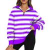 Women's Sweatshirt Fashionable Long Sleeved Striped Printed Half Zip Sweatshirt Top