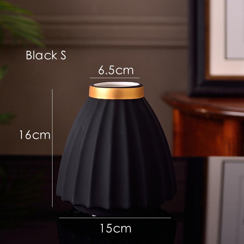 1 шт. Матовая фарфоровая ваза, серо-черная ваза для цветов, украшение для дома, центральный элемент, позолоченная керамическая настольная ваза 16/25 см