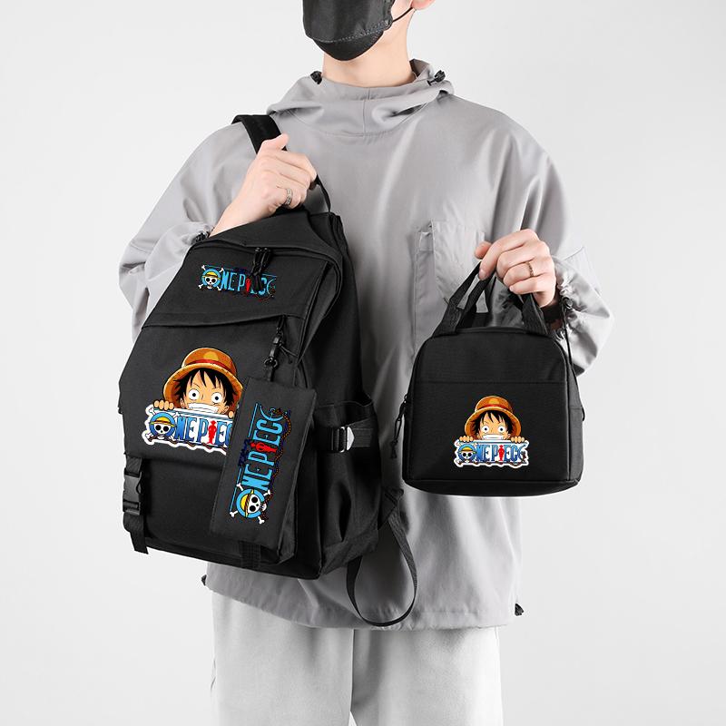 3 шт./компл., цельный нейлоновый рюкзак в стиле аниме с сумкой для обеда для девочек и мальчиков, школьный рюкзак для мужчин и женщин, дорожная сумка для отдыха
