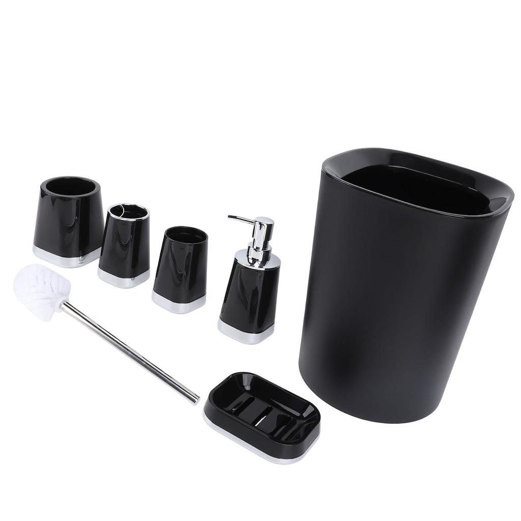 Bathroom Accessory Set PP Practical Trash Can Mouthwash Cup Toilet Brush Soap Dispenser for Home