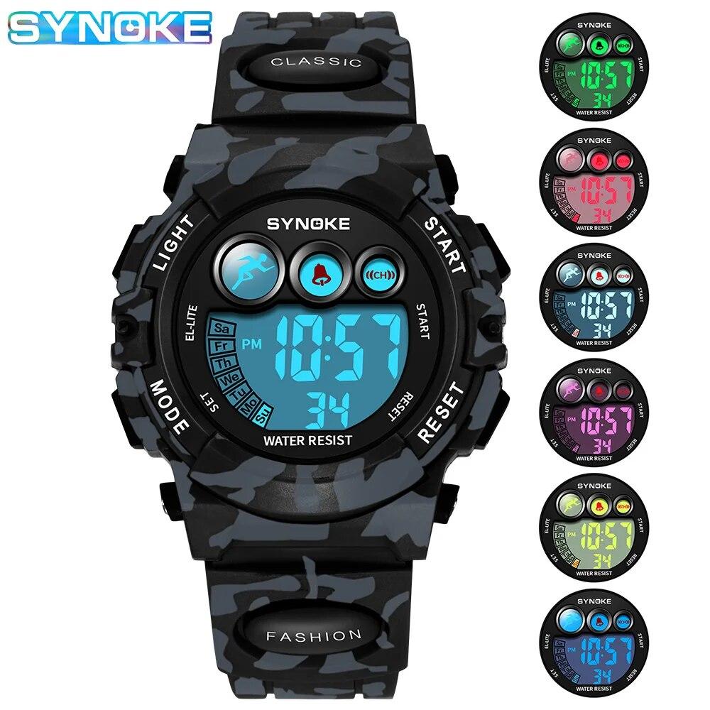 Студенческие спортивные часы для детей Красочные электронные часы Водонепроницаемые 50 м Часы Детские цифровые часы для мальчиков девочек