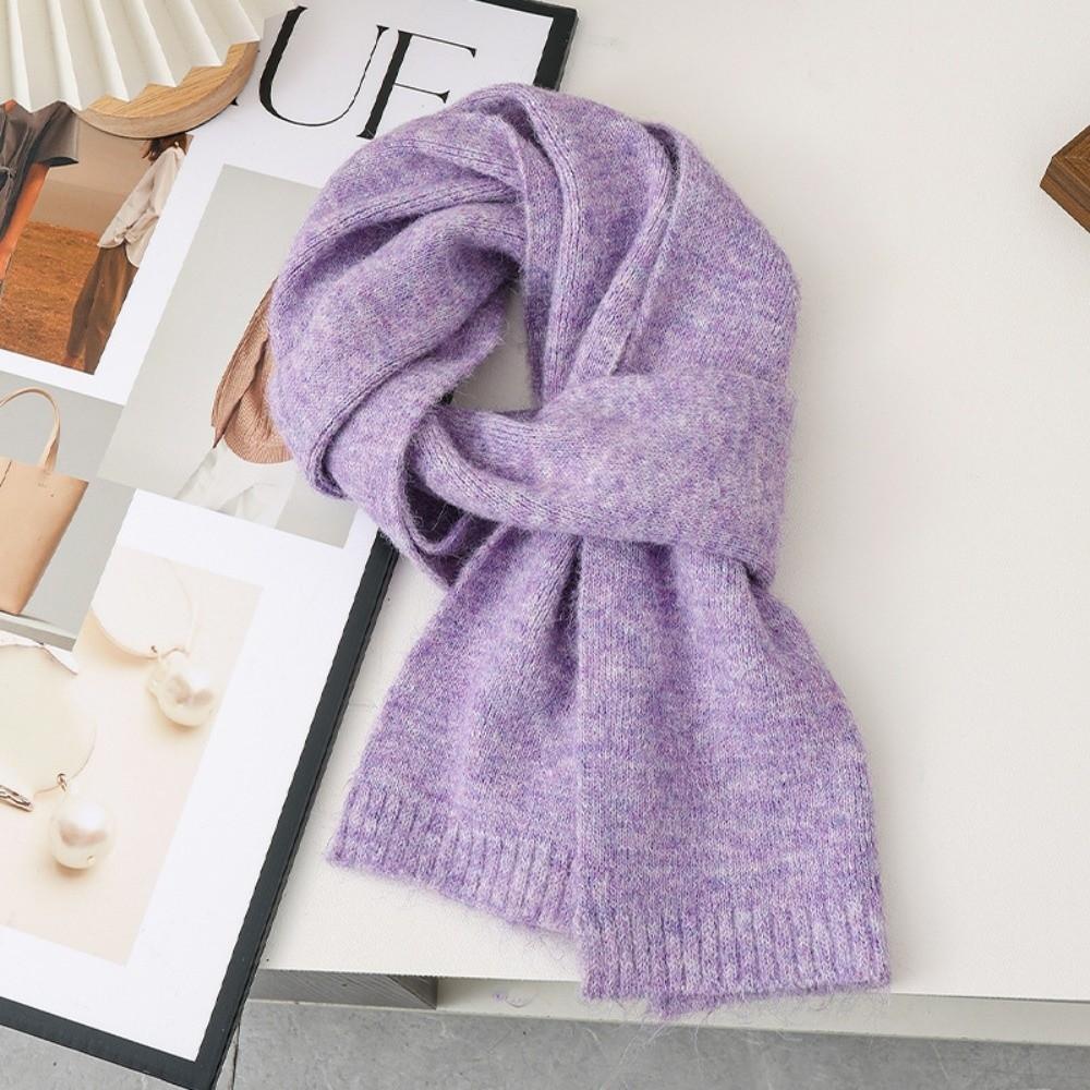 Versatile Warm Neck Warmer Coldproof Solid Color Knitted Scarf Windproof Scarves Bib Autumn and Winter