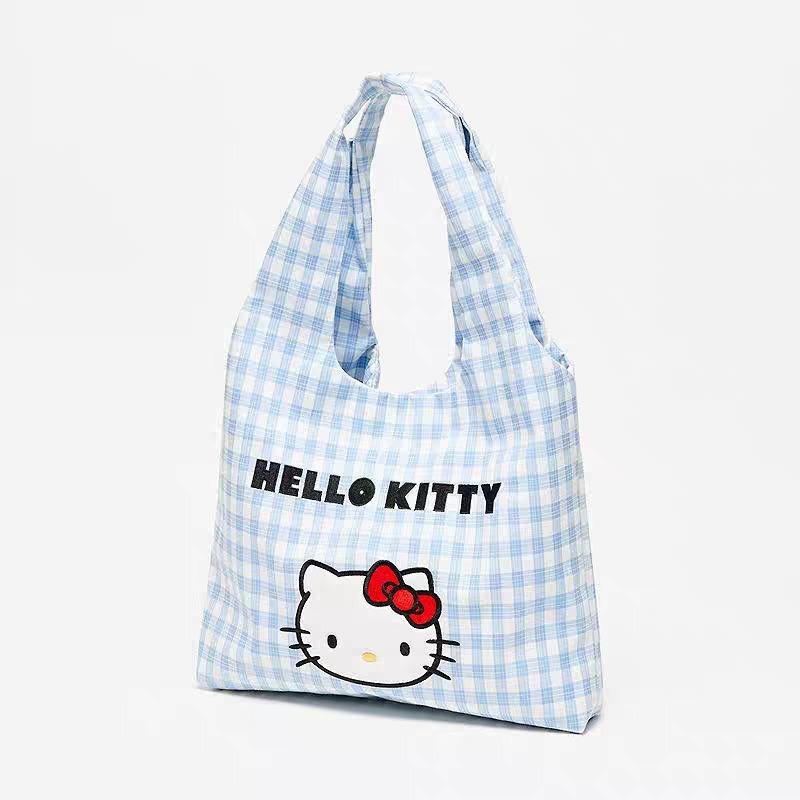 Новая сумка через плечо kt cat милая мультяшная клетчатая женская холщовая сумка большой вместимости студенческая для учебы и работы сумка-тоут