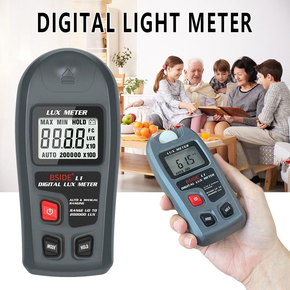 Max Min Handheld Illuminance Meter Digital Light Meter LCD 200K Lux/Fc Photometer Lux Tester