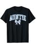 Auntie Coquette Blue Bow Floral Ribbon T-Shirt - 100% Unisex Casual Short Sleeve Round Neck Tee with