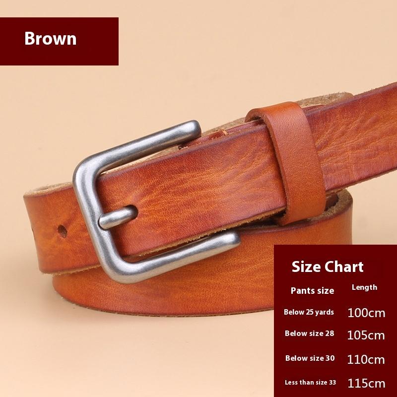 Винтажный кожаный ремень Натуральная кожа Джинсовый Верхний слой Коровья кожа Женский ремень Корейский стиль Повседневный Тонкий Ремень с пряжкой