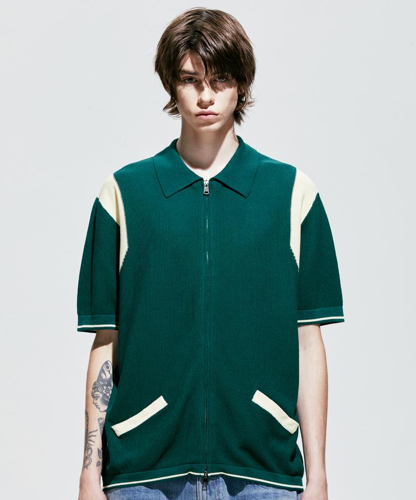 SSY Varsity Summer Half Knit Zip-Up Green
