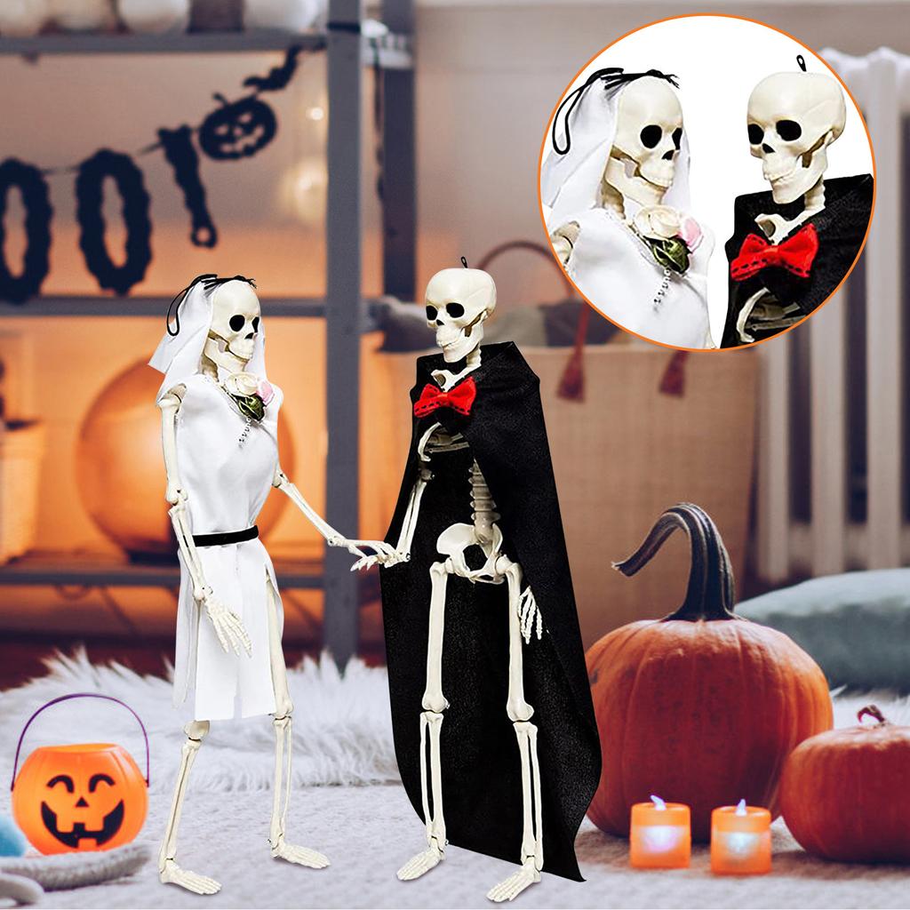 15,7-дюймовая жуткая статуя скелета жениха и невесты, свадебная пара, подвесное украшение для украшения вечеринки на Хэллоуин или страшные готические фигурки для декора