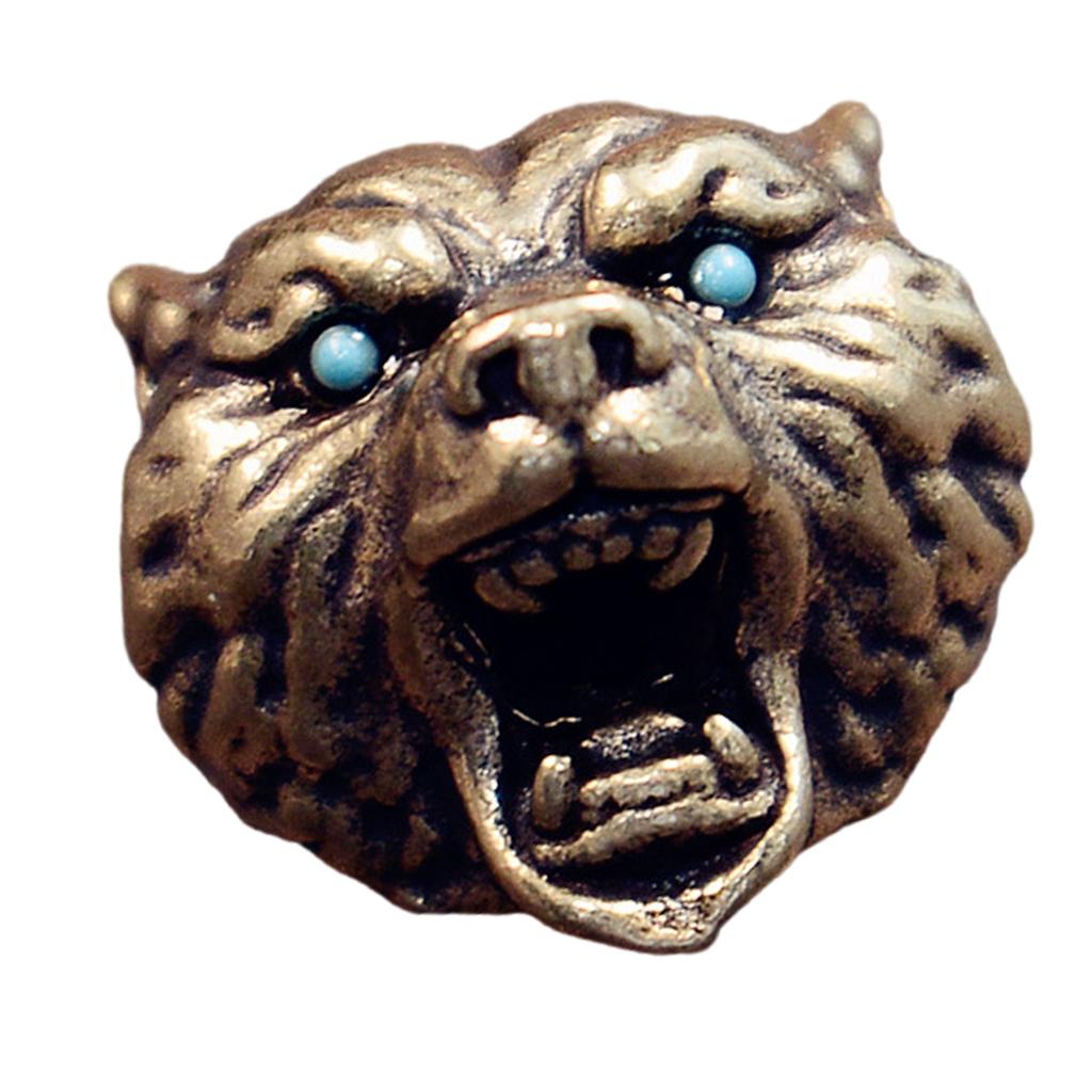 Brass Lion Head Keychain For Everyday Carry Durable Key Ring With Paracord Pendant Unisex Fashion Accessory For Outdoor Adventures