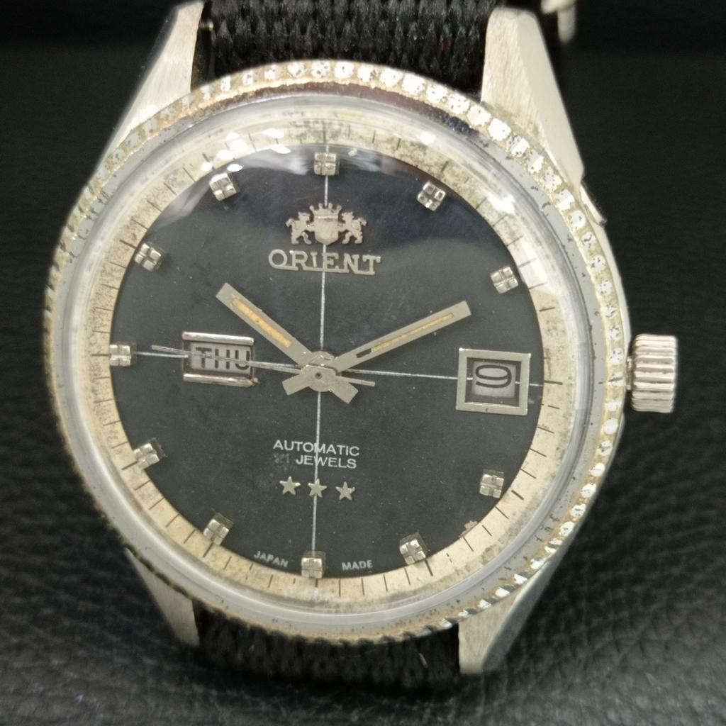 ВИНТАЖНЫЕ АВТОМАТИЧЕСКИЕ ЯПОНСКИЕ МУЖСКИЕ ЧАСЫ ORIENT ЧЕРНОГО ЦВЕТА a706309-1