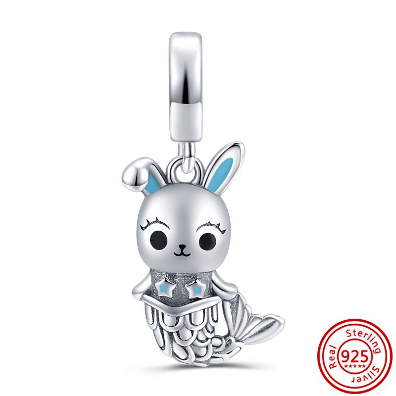 925 медь Милая серия животных Кошка Собака Слон Единорог Птица Подвеска Бусины удачи Подходят для оригинального браслета с шармами Pantaro DIY Циркон