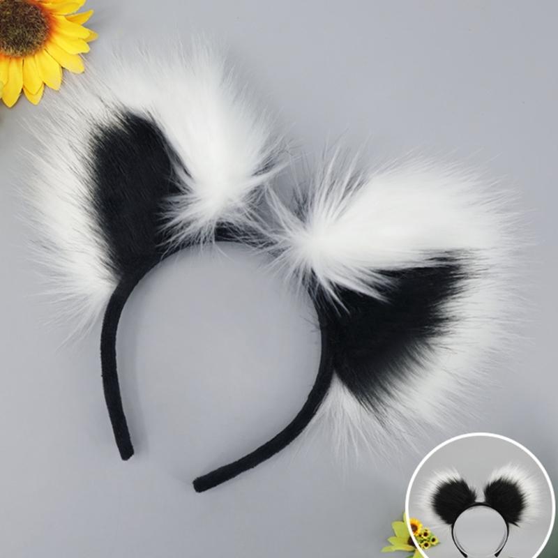 Милая студенческая женщина Енотовые ушки Повязка на голову/ Длинный хвост Фотографирование Повязки на голову Разноцветные Мультяшные Карнавалы Обруч для волос