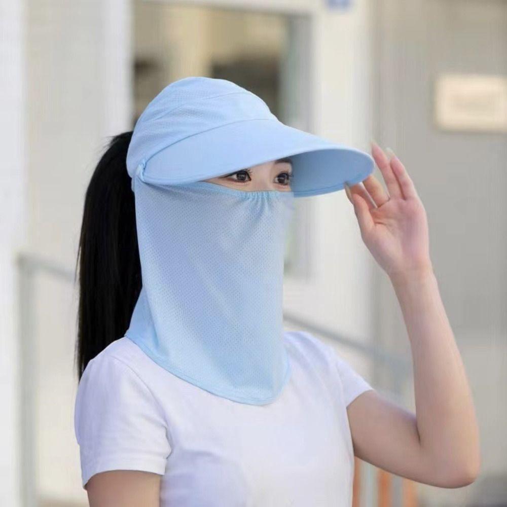 Face Protection Women Sun Hat Wide Brim Face Cover Hat Portable Empty Top Hat Summer
