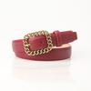 Minimalist Retro Chain Buckle Ladies Leather Belt With Alloy Clasp For Casual Wear